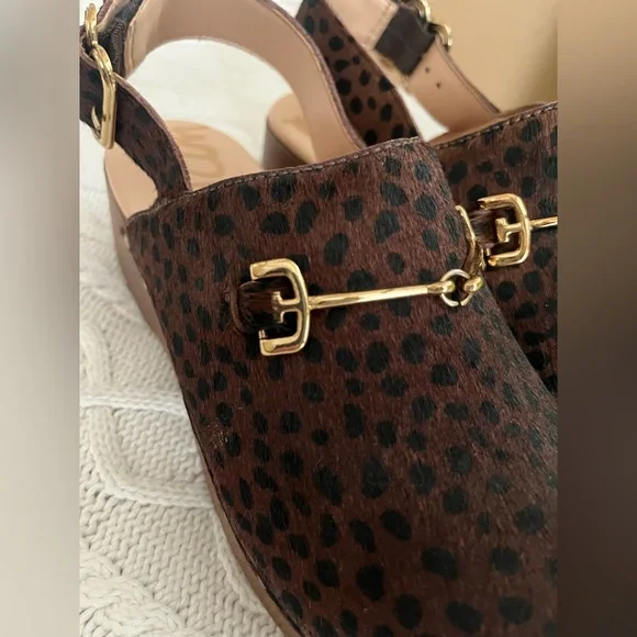 New! Sam Edelman Calf-hair/Leather Studded Wooden Clog Women’s Size 6 - Picture 13 of 16